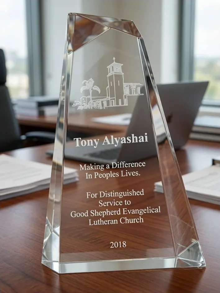 2018 Distinguished Service Award presented to Tony Alyashai by Good Shepherd Evangelical Lutheran Church